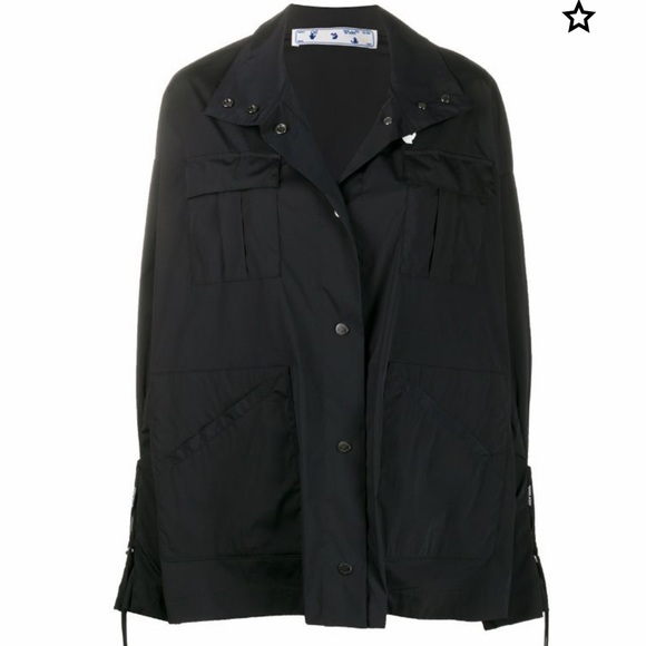 OFF-WHITE Logo-Print Snap-Button Jacket